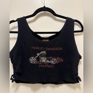 Vintage Harley-Davidson Black Tee with Rhinestone details